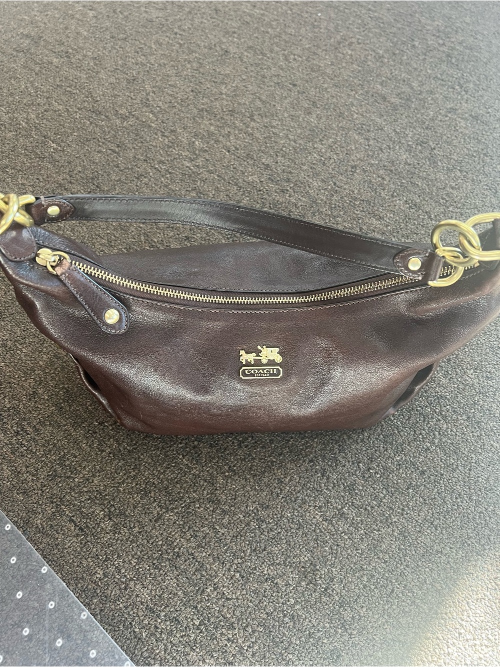 Coach Dark Brown Leather Shoulder Bag with Gold Hardware Madison 14304
